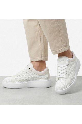 Günlük Rahat Taban Bağcıklı Sneaker Spor Ayakkabı Beyaz