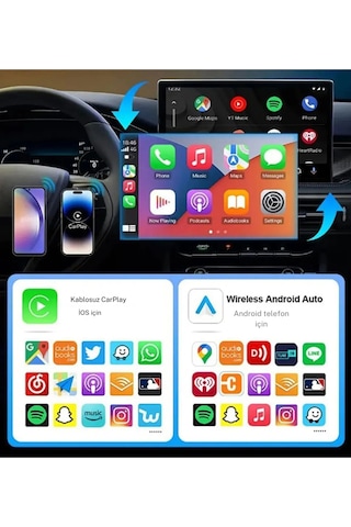 Kablosuz Carplay Yeni Tasarım Mini Kablosuz Carplay Usb Ve Type-c Uyumlu Araç Multimedya Adaptörü Diğer