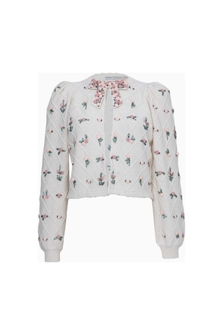 Almi Alice And Olivia Çiçek Işlemeli Örgü Hırka Beyaz