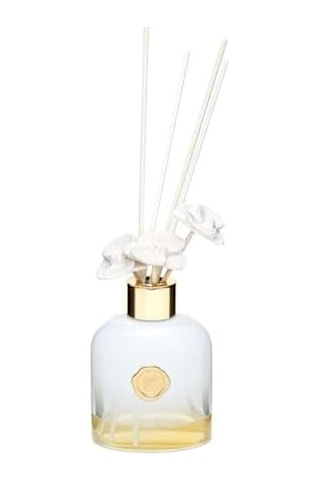 130 Ml Beyaz Cam Şişe Seramik Çiçek Taşlı Bambu Çubuklu White Jasmine Oda Kokusu Abundance Prosperity