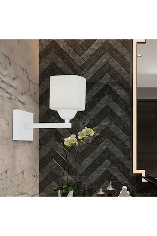 Minel Beyaz Duvar Lambası Yatak Odası-Yatak Başı-Banyo İçin Modern Aplik Beyaz