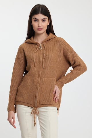 Alexander Gardi Alexandergardı Kapüşonlu Fermuarlı Triko Hırka A92409-s Camel