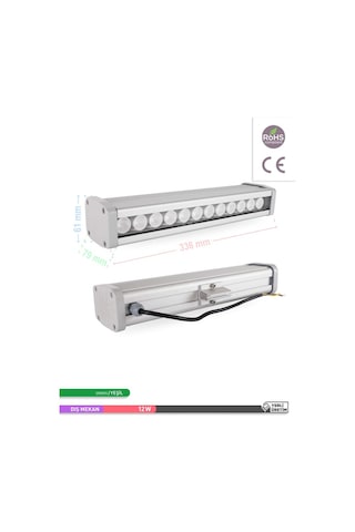 ACK LED Wallwasher Yeşil Işık 12W 338mm Yeşil