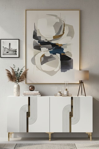 Ka1804bg Meyra180 Konsol, Kahve Köşesi, Tv Sehpası Beyaz-gold 180cm Beyaz-gold