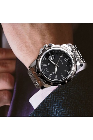 Xindoker Erkekler İçin Sulu Dayanıklı Klasik Kol Saati, Takvimli Büyük Dial, Ticari Kuvars Saat, Beyaz Dial Ve Çelik Kayışlı-2 Altın