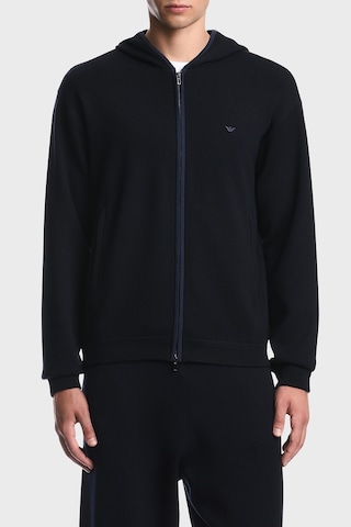 Emporio Armani Saf Yün Ve Fermuarlı Kapüşonlu Hırka Erkek Hırka Em006223 Af27807 Ub118 Lacivert