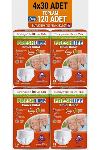 Freshlife Emici Külot X-large Ekstra Büyük Boy Hasta Bezi 120 Adet 4x30 Paket XL