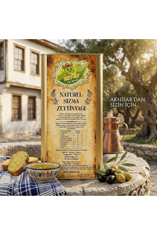 Doğal Sızma Zeytinyağı 5 Litre Analiz Raporlu & Yeni Hasat Akhisar Zeytinyağı Ege Sızma Natürel Zeytinyağı