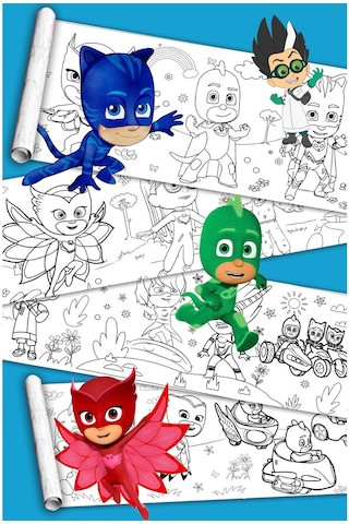 Pj Maskeliler Temalı Çocuk Hediye Dev Boyama Kağıdı - Boyama Rulosu - Büyük Boy 5 Metre Uzunluk