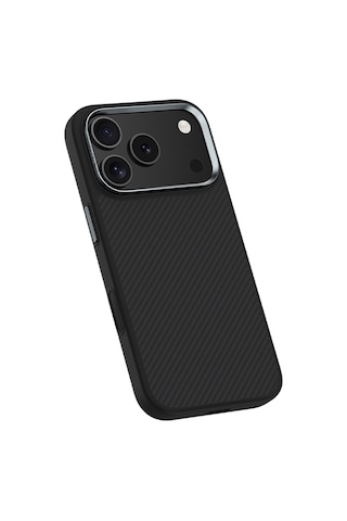 Apple Uyumlu iPhone 17 Pro Max Kılıf Karbon Fiber M-safe Şarjlı Benks Hybrid Armorpro 600d Kevlar Kapak Siyah