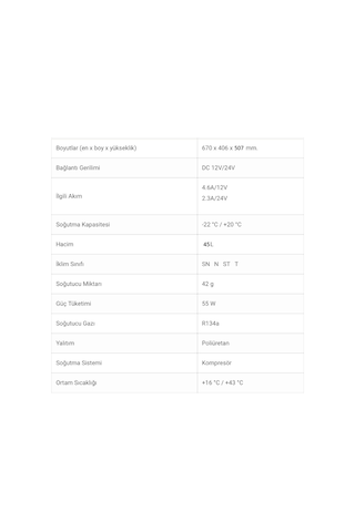 Genos Çift Kapaklı Araç Buzdolabı 45 Litre