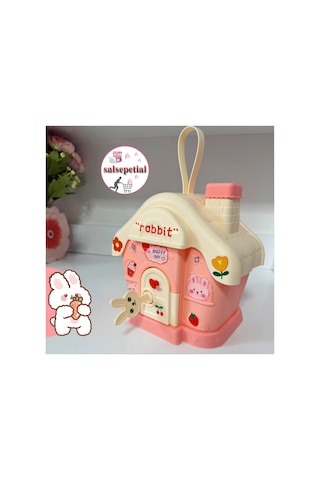 Kawaii Tavşan Ev Kumbara Kilitli Ev Kumbara Para Kawaii Tavşan Ev Kumbara Sticker Hediyeli