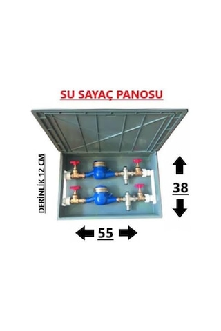 Su Sayacı Panosu Su Saati Kutusu Çiftli Model Plastik 2li Büyük Kutu Dış Mekan Kutusu