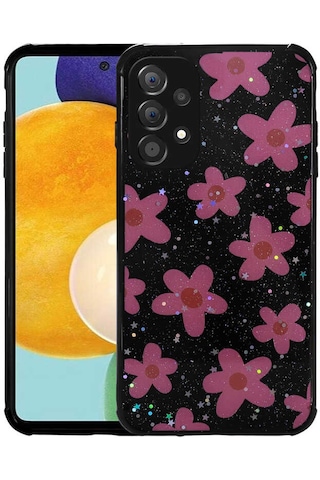 Zore Galaxy Uyumlu A52 Kılıf Simli Desenli Kamera Korumalı Parlak Msra Popy Kapak - Kulübe Kulübe