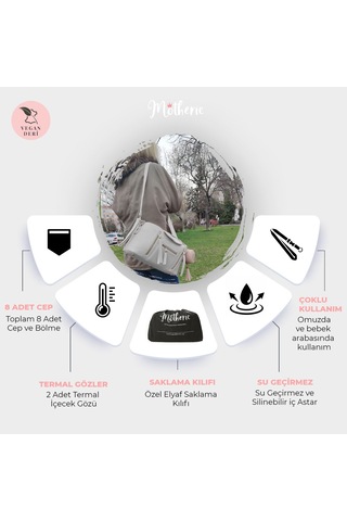 Motheric Bebek Arabası Organizer Çantası Gri