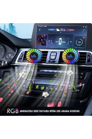 Rgb Sese Duyarlı Ritim Animasyonlu Müzik Ekolayzer 22 Ledli Şarjlı Kokulu Led Disk