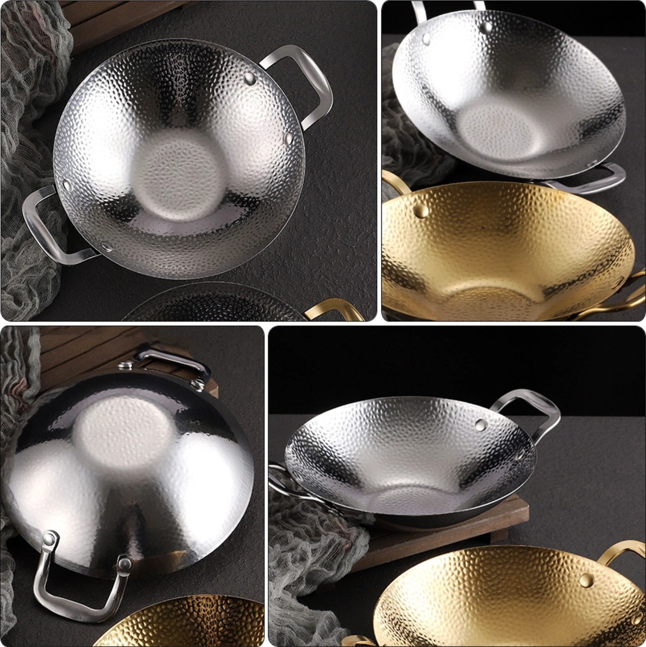 Yaleker Çift Saplı Paslanmaz Çelik Hızlı Isıtmalı Çok Amaçlı Mutfak Tenceresı Fırın Uyumlu, Temizliği Kolay, Deniz Ürünleri/dry Pot/ıslak Pot Gümüş