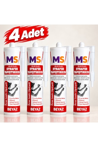 4 Adet Beyaz Strafor Yapıştırıcısı 310 Ml Akrilik Esaslı Kartonpiyer Eps Xps Yapıştırma Tutkalı 480 Gr