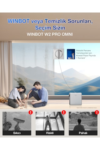 Ecovacs Winbot W2 Pro Omni Cam Silme Robotu Ve Cam Silme Solüsyonu Beyaz