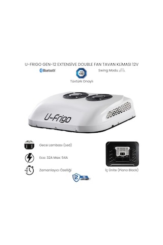 U-frigo Araç Tavan Park Kliması Çift Fanlı 12v 54 Amper Gen-12 Extensive Karavan,minibüs