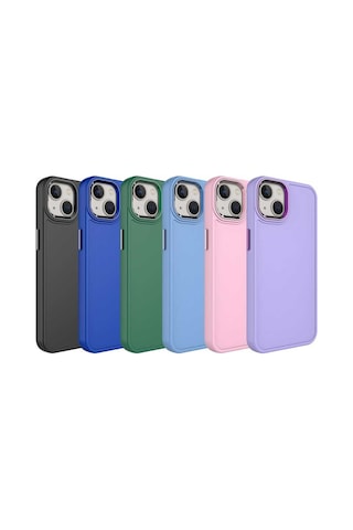 Apple Uyumlu iPhone 14 Plus Kılıf Metal Çerçeve Ve Buton Tasarımlı Sert Zore Botox Kapak Lila