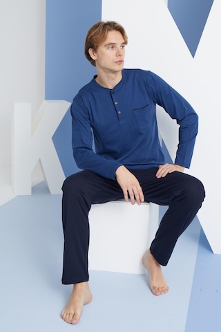 Kly Erkek Uzun Kol Midi Yaka İndigo Pijama Takımı C9t2n5o0 001