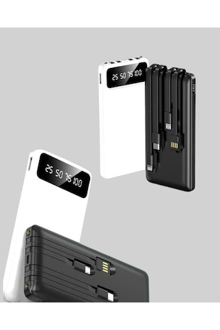 20.000mah Pd Powerbank Led Işık Lcd Ekran Dahili Kablo Çoklu Giriş Yeni Nesil