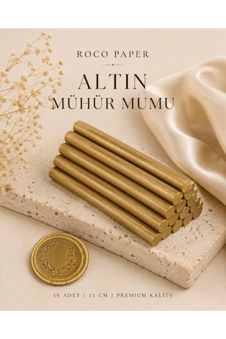 Altın Silindir Mühür Mumu, 10 Adet - 11 Cm, Zarf Ve Davetiye Mühr Diğer