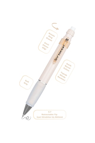 Serve Deep Versatil Kalem 07mm- Toprak Tonları - Yedekli Set Grip Ve Silgi Çok Renkli