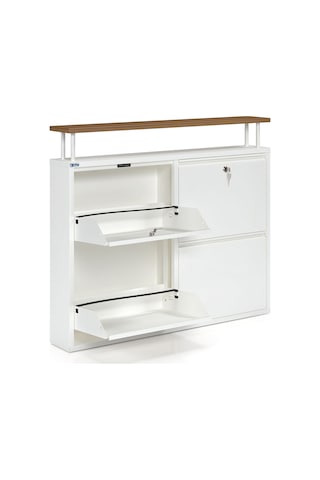 Ceha  Kilitli Tablalı 4'lü Metal Ayakkabılık - Beyaz K.AYK-2.4/AC/P 9010/KL Beyaz