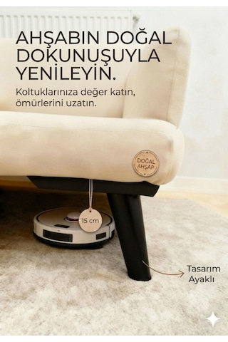 1. Sınıf Gürgen Ağacı Siyah Mobilya Kanepe Koltuk Tv Ünitesi Mobilya Ayakları 6'lı Set Köşe Ayak Ve Destek Ayağı 15 Cm Robot Süpürge Uyumlu