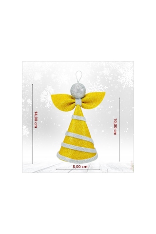 Yılbaşı Ağacı Simli Eva Külah Tepelik, 14cm X 9cm - Altın