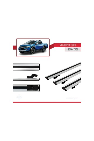 Mitsubishi L200 2015-2023 Arası İle Uyumlu Basic Model Ara Atkı Tavan Barı Gri 3 Adet