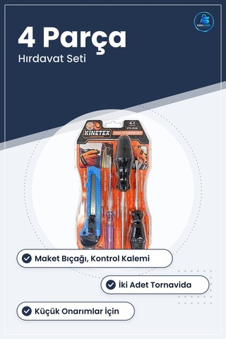 Tamir Onarım Seti 4 Parça Maket Bıçağı Kontrol Kalemi Tornavida H