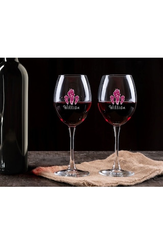 Bk Gift Kişiye Özel İsimli Renkli Baskılı 2li Şarap Kadehi Seti- 1, Şarap Kadehi Hediye Seti, Doğum Günü Hediyesi, Sevgiliye Hediye Kobitmeyen137722 B