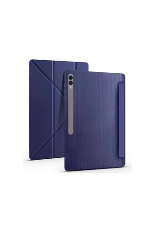 Fuchsia Galaxy Tab S11 Ultra Uyumlu Kalem Bölmeli Tri Folding Kılıf Kapaklı Kılıf