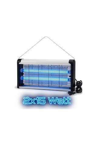 2x15 Watt Elektrikli Sinek Sivrisinek Öldürücü Geniş Çift Mavi Işık Tuzağı Asılabilir Profesyonel Böcek Kovucu