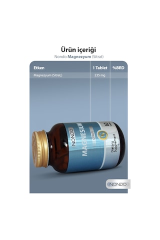 Nondo Magnezyum Sitrat 60 Tablet