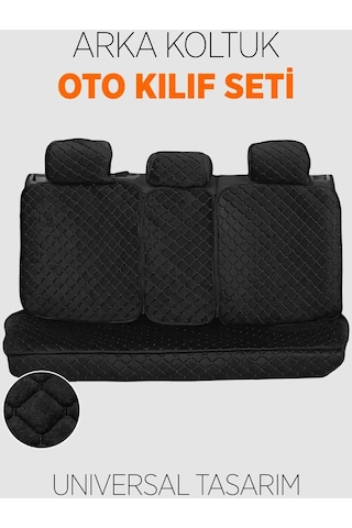 Tay Tüyü Terletmez Kumaş Oto Koltuk Kılıfı Arka Koltuk Seti - Siyah