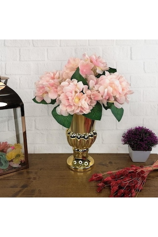 Yapay Çiçek Ortanca Demeti Pembe Açık 5 Kafalı Büyük Boy 43 Cm