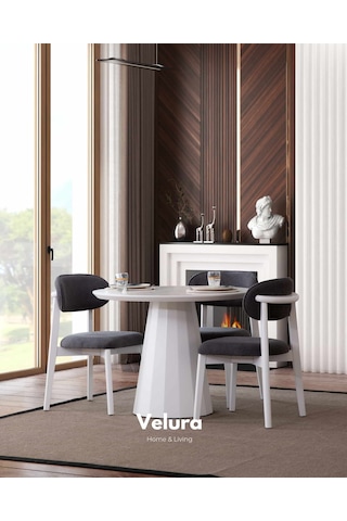 Siena Yemek Odası Takımı Yemek Masası + 4 Adet Sandalye Beyaz