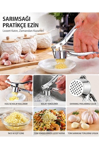 Sarımsak Ezici Paslanmaz Çelik Pense Tipi Pratik Güçlü Ezme Kolay Temizlenir Mutfak Aparatı