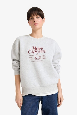 Defacto Relax Fit Bisiklet Yaka Baskılı Kalın Sweatshirt G2152ax25wngr93 Gri