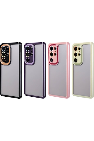 Ardemix Galaxy Uyumlu S24 Ultra Kılıf Kamera Korumalı Renkli Kenar Ve Çerçeve Tasarımlı Vit Yeşil