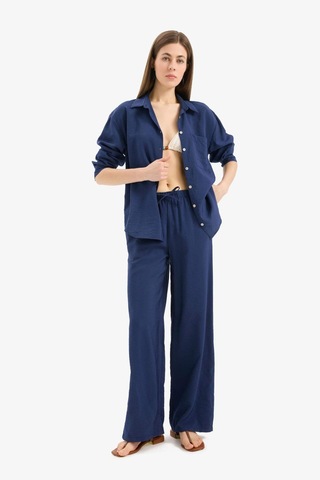 DeFacto Regular Fit Esnek Belli Plaj Pantolonu-Fall in Love E1172AX25SMNV241 Lacivert