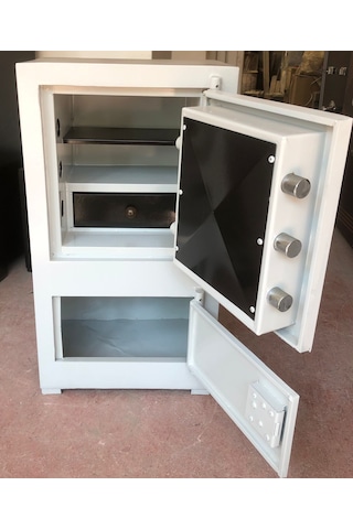 Mywondry Çelik Para Kasası 85 Cm Elektronik Şifreli Krem Beyaz Ya
