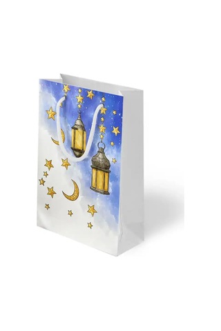 Ramazan Kandil Temalı Hediyelik Karton Çanta 26x40x8 Cm İftar Dağıtım