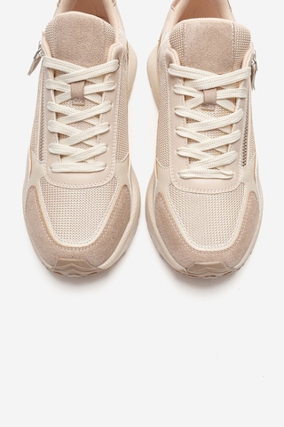 Luvishoes Rocca Bej Rose Fermuar Detaylı Kadın Sneaker Bej - Pudra