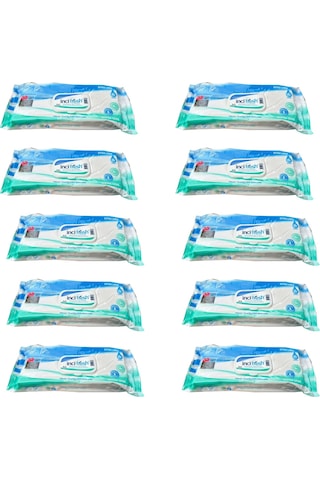 İnci Fresh Islak Vücut Temizleme Havlusu Mendil - Vitamin E + B5 - Parabensiz - 50 Adetlik 10 Paket