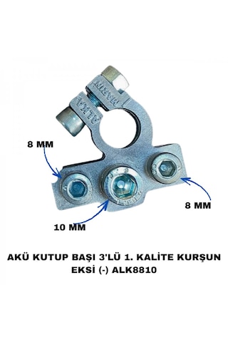 Akü Kutup Başı 3'lü 1. Kalite Kurşun + - Alk8810